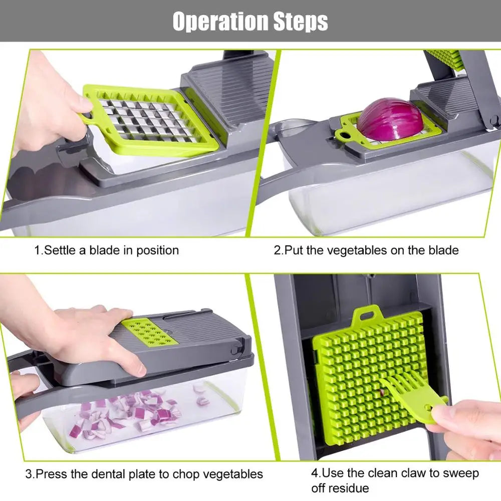 Gemüseschneider, multifunktionaler Reibeschneider, Küchenzubehör, manueller Obstschneider, Kartoffelschneider, Käse- und Zwiebelschneider