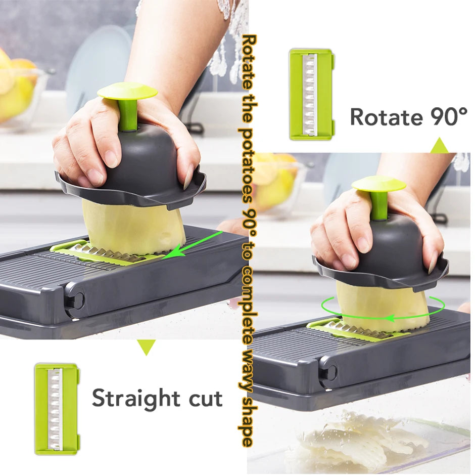 Gemüseschneider, multifunktionaler Reibeschneider, Küchenzubehör, manueller Obstschneider, Kartoffelschneider, Käse- und Zwiebelschneider