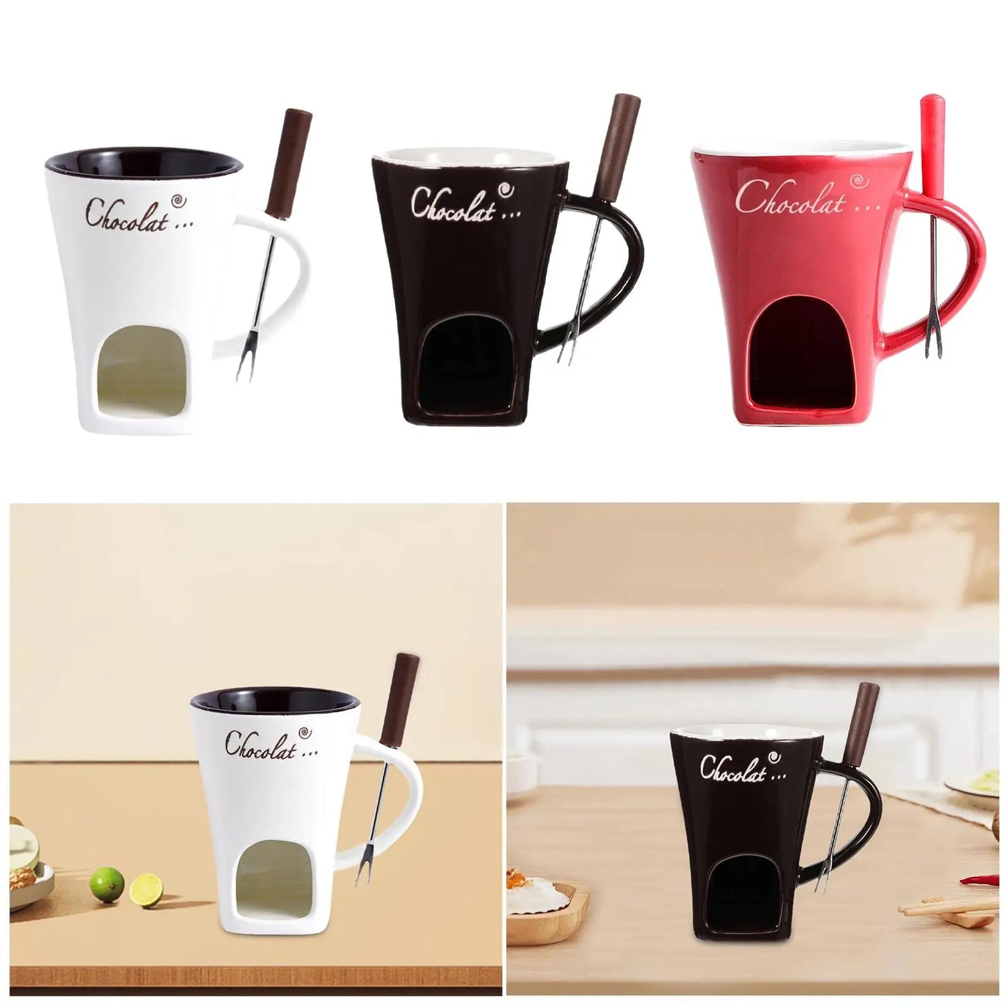 130ML Fondue Mug Chocolate Melting Cup Coffee Cup Butter Melt Pot for Dessert Home Anniversary Birthday Cooking Appliances