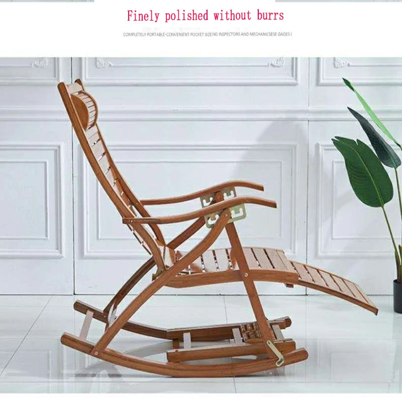 Rocking chair bamboo recliner backrest foldinglunch break chair balcony lazy leisure home furniture elderly ArmchairFoot massage