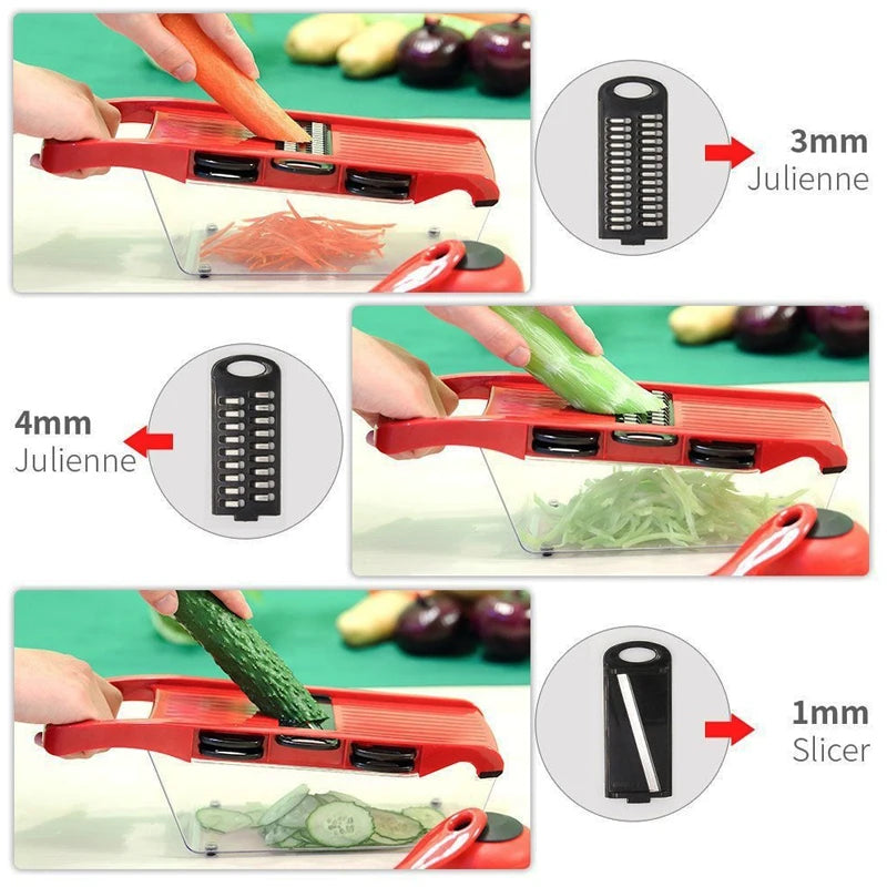 Gemüseschneider, multifunktionaler Reibeschneider, Küchenzubehör, manueller Obstschneider, Kartoffelschneider, Käse- und Zwiebelschneider